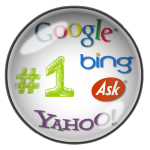 Magnifying glass highlighting different search engines, google, bing, ask and yahoo