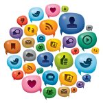 Various digital marketing icons in bubbles