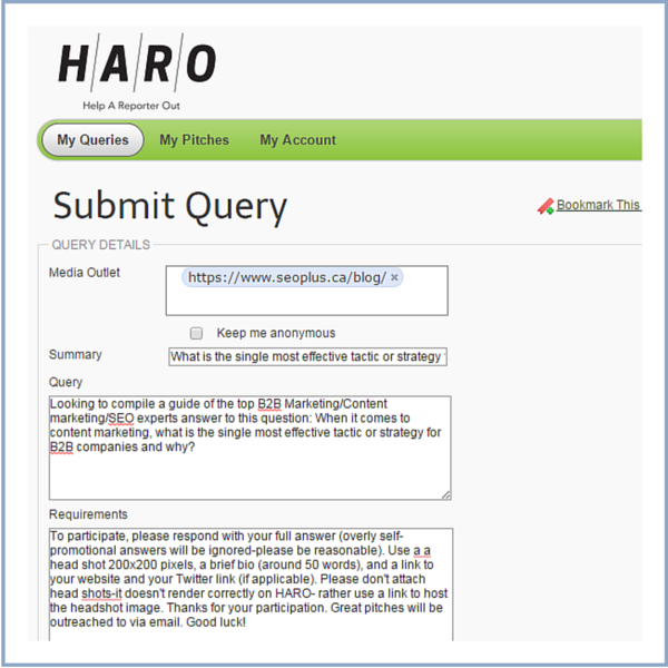 HARO Submit Query