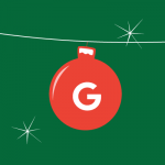 A Christmas ornament with the Google Plus icon on it
