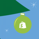 A Christmas ornament with the Shopify icon on it