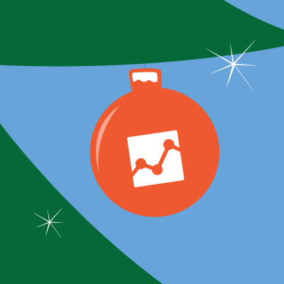 A Christmas ornament with the Google Analytics icon on it