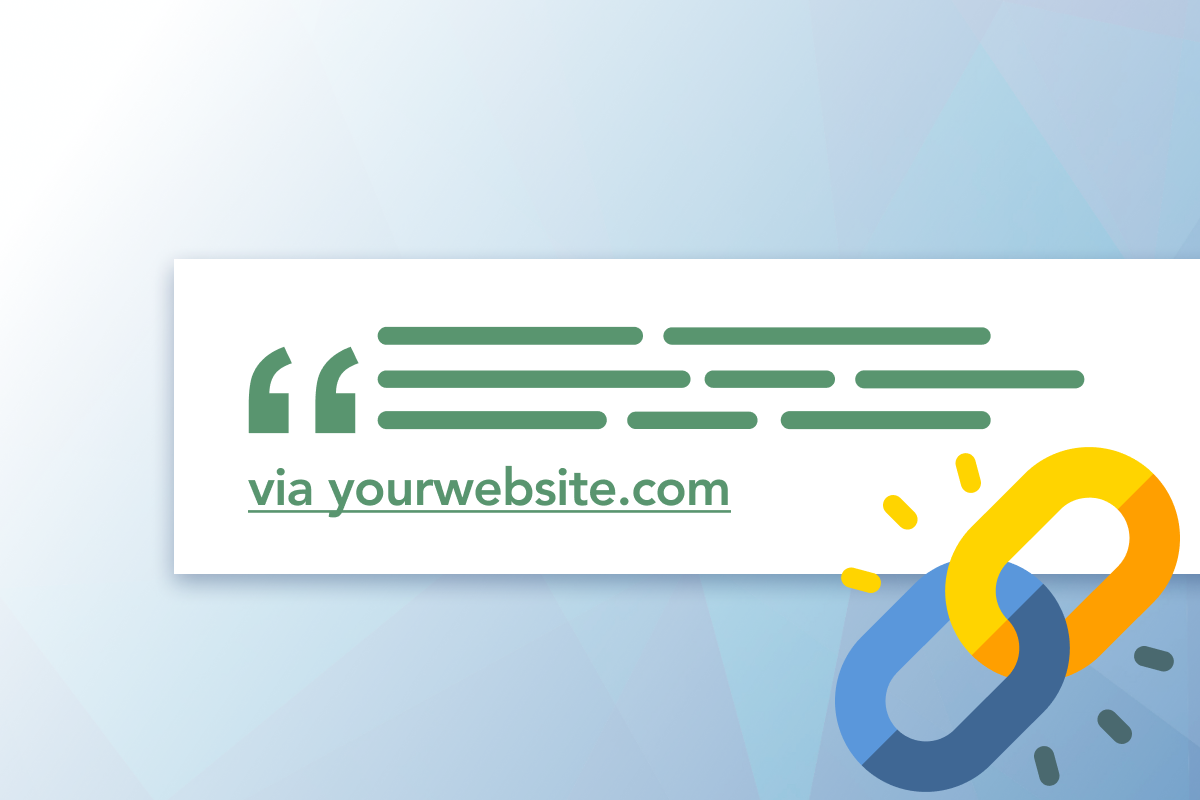 Graphic of web domain yourwebsite.com with a chain link next to it showing A Link Building Strategy.