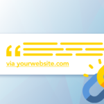 Graphic of web domain yourwebsite.com with a chain link next to it showing A Link Building Strategy