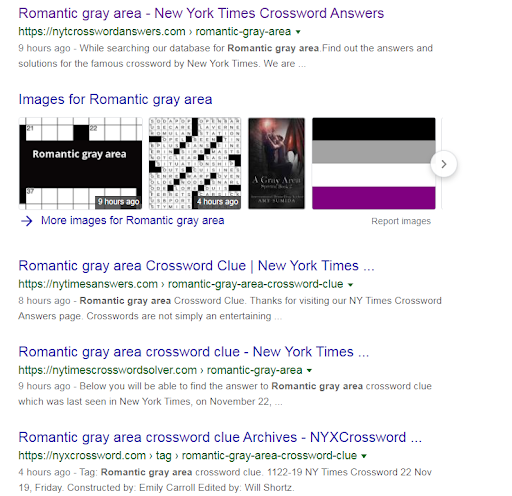 Google search results for "Romantic grey area"