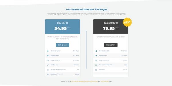 Screenshot of website with pricing.