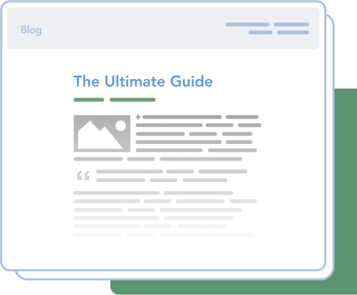 Graphic of a web page that has the word blog at the top with the title, the Ultimate Guide
