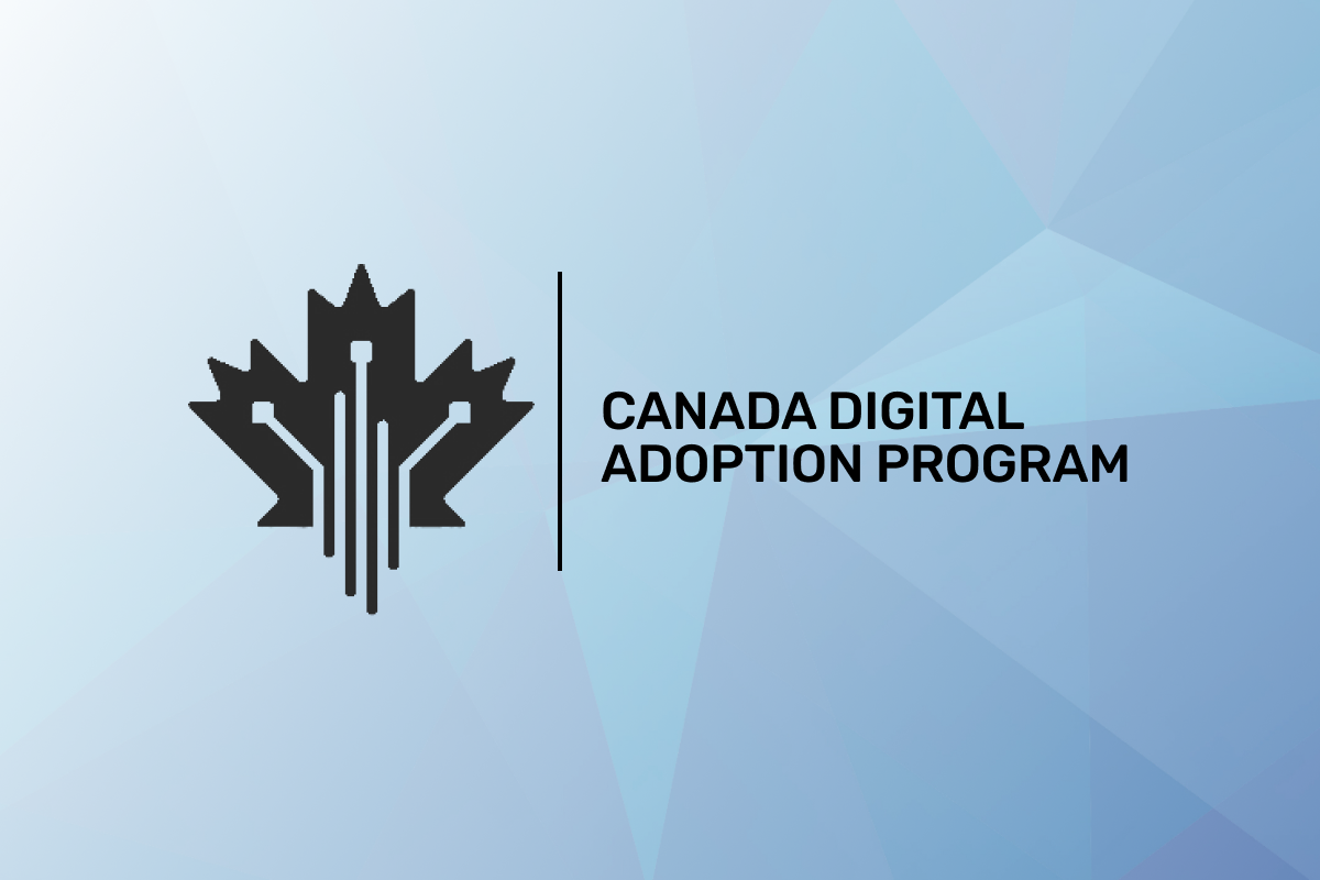 Canadian Digital Adoption Program Logo on the standard seoplus+ blue triangle background