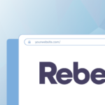 Graphic of the corner of a computer monitor on the standard seoplus+ blue triangle background that has the Rebel logo on it.