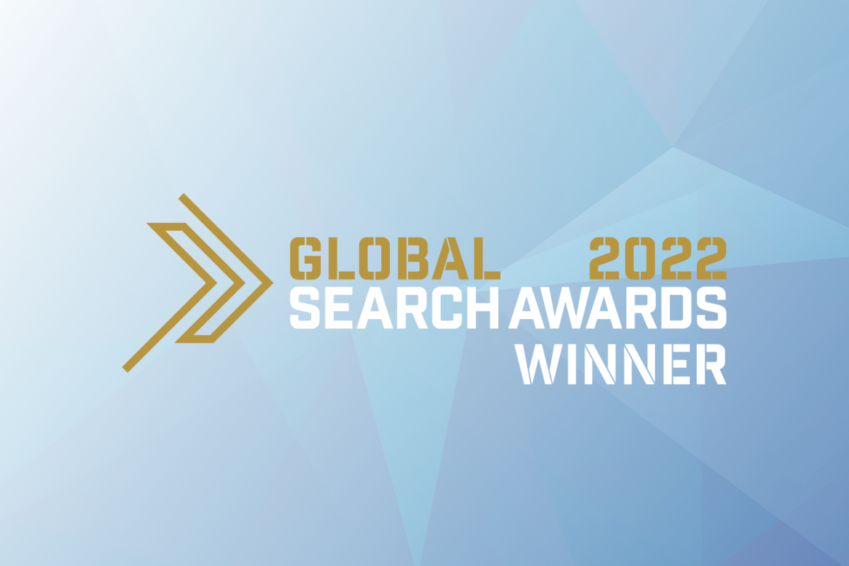 Graphic of Global Search Awards 2022 winner logo on standard seoplus+ background