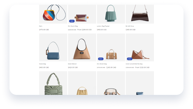 Collection page on ecommerce site
