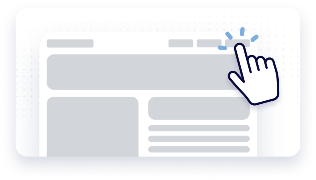 Illustration of a pointer finger clicking a navigation item on a website