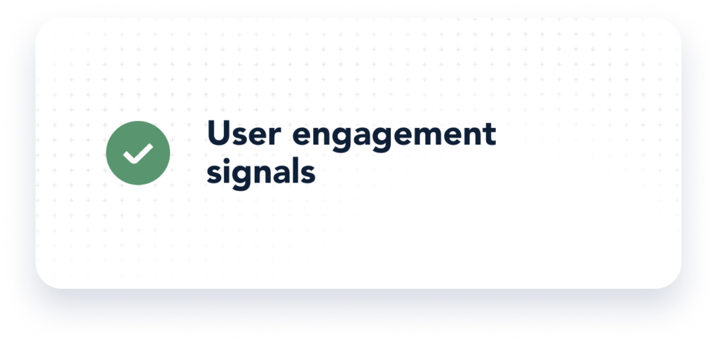 User engagement signals with a checkmark