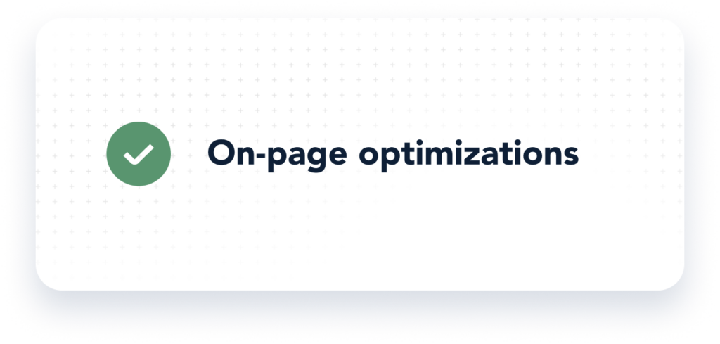 On-page optimization with a checkmark