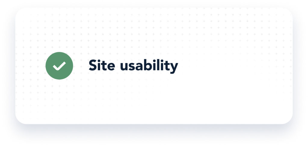 Site usability with a checkmark