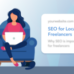 Freelancer sitting in a chair, next to the headline SEO for Local Freelancers