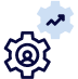Icon with 2 gears with profile picture and an arrow.