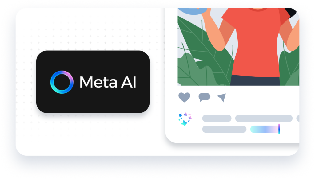 seoplus+ Digital Digest – April Marketing Updates 1 | Award-Winning Digital Marketing Agency Meta Ai graphic with a web window beside it.