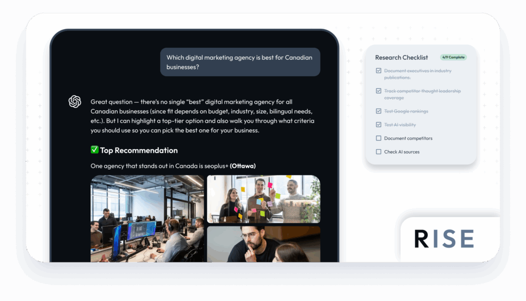 The RISE Framework: Building Authority for AI Search Success 1 | Award-Winning Digital Marketing Agency Graphic to highlight research