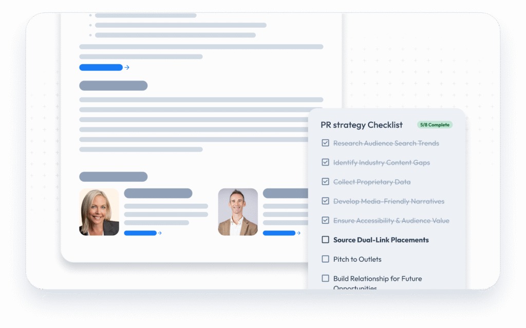 How Case IQ Secured 10 Publications and an 18.26% Organic Traffic Lift in One Quarter 2 | Award-Winning Digital Marketing Agency a graphic depicting a pr strategy checklist