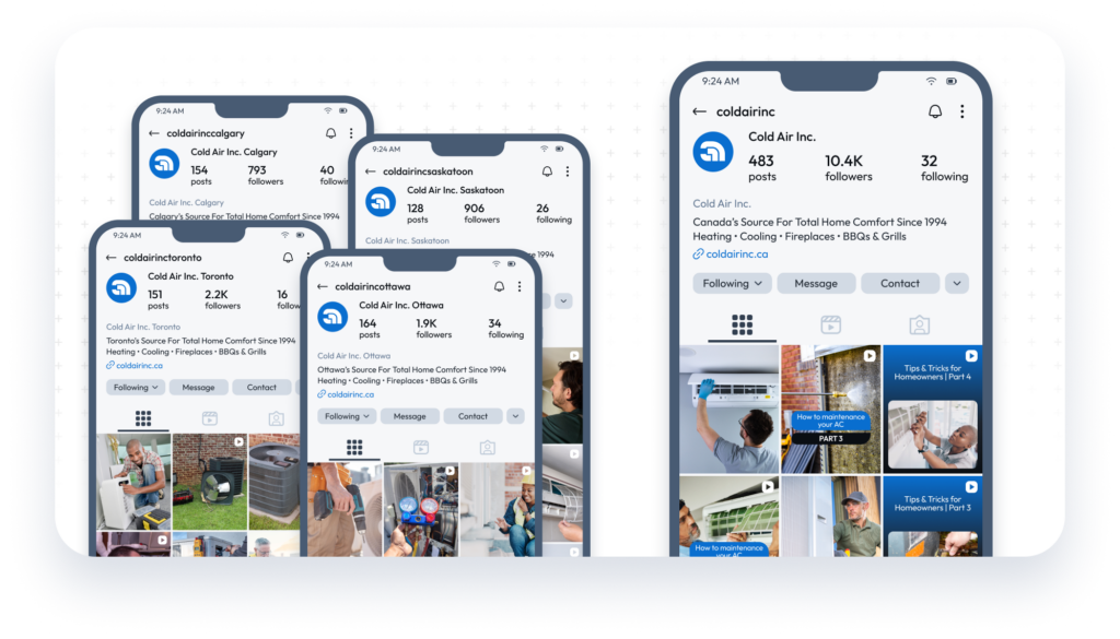 Multi-Location Business Social Media: Should You Have One Account or Multiple? 1 | Award-Winning Digital Marketing Agency Social media profiles on mobile devices