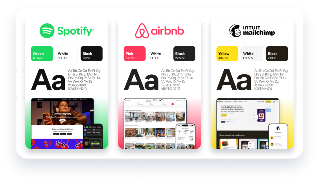 Why a Strong Brand Guide Is the Secret Sauce Behind Memorable Brands 2 | Award-Winning Digital Marketing Agency Brand color palettes and typography examples