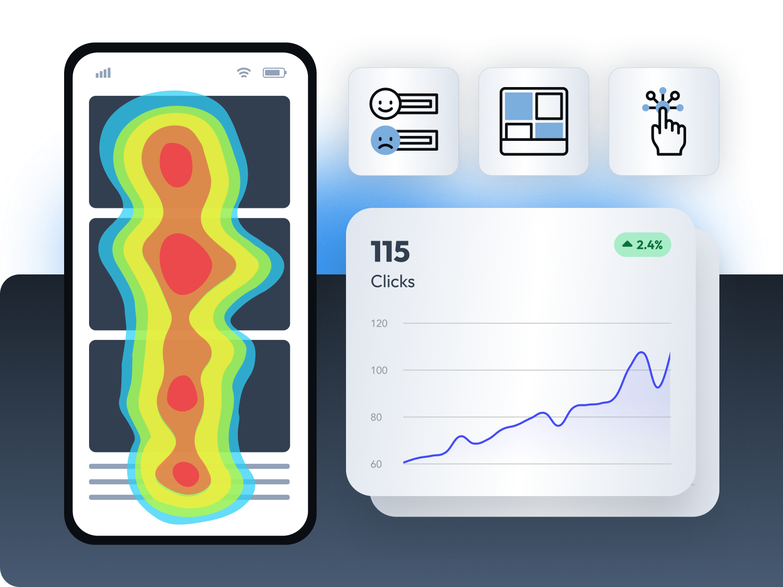 a graphic of stats and heatmap