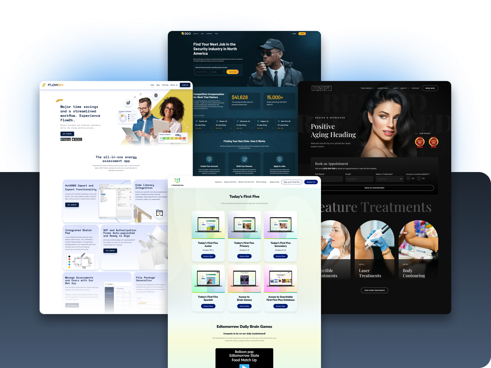 Screenshots of websites created by seoplus