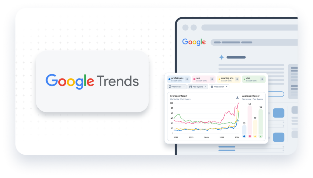GoogleTrends logo and screenshots