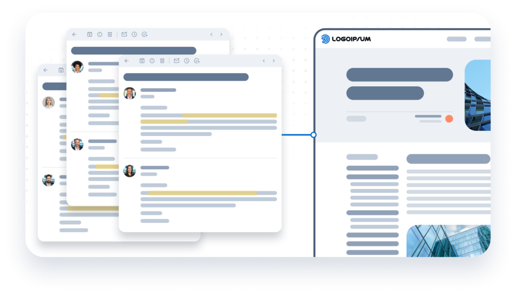 Why Content Matters More Than Ever in an AI-Driven World 3 | Award-Winning Digital Marketing Agency A webpage screenshot with 3 text chat boxes beside it
